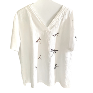 Misslook White Dragonfly Short Sleeve Shirt